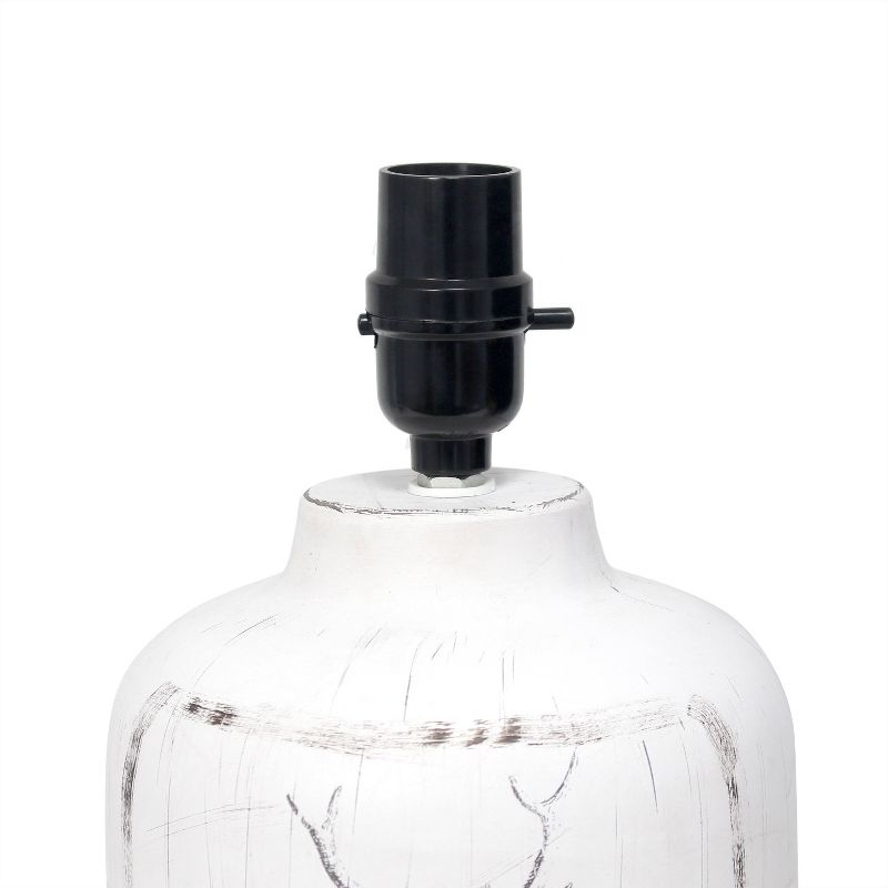 Rustic Deer Buck Nature Printed Ceramic Accent Table Lamp with Fabric Shade White - Simple Designs