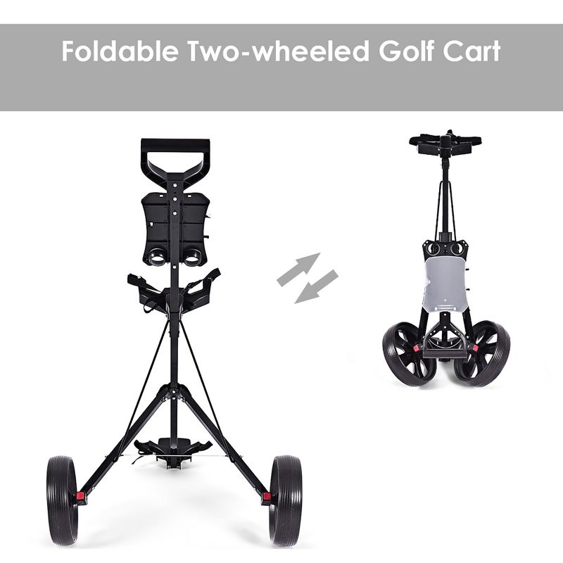 Costway Folding 2 Wheel Push Pull Golf Club Cart Trolley Swivel w/Scoreboard Lightweight