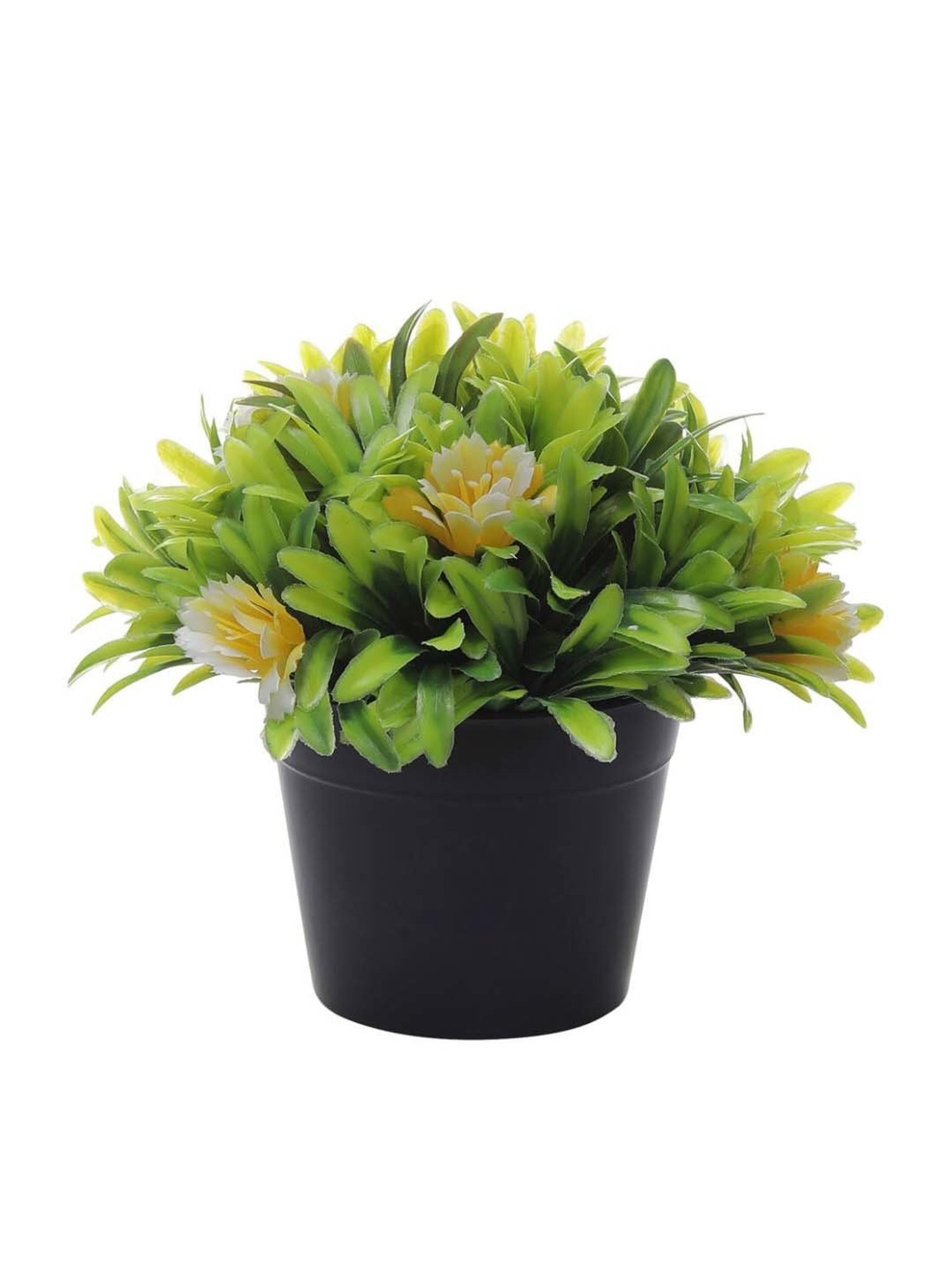 Foliyaj Pink & Yellow Plastic Artificial Plants With Big Flowers - Set of 2