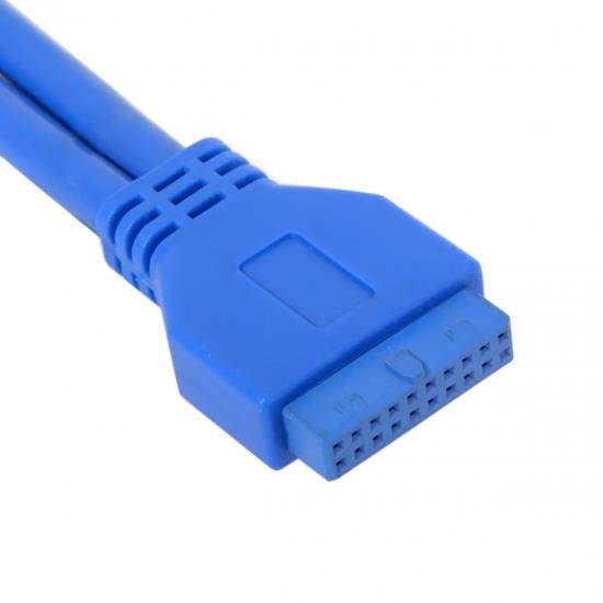 CY Stackable USB 3.0 Female Panel Type to Motherboard 20Pin Header Cable Dual Ports 50cm