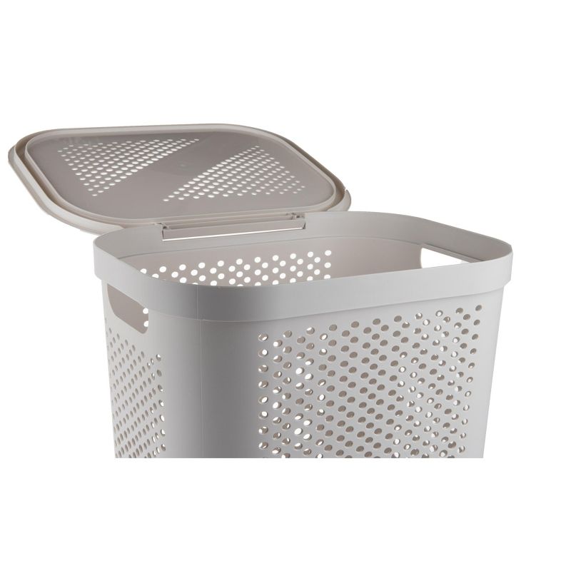 Mind Reader Perforated Plastic Hamper 60 Liter/16 Gallon,Ivory
