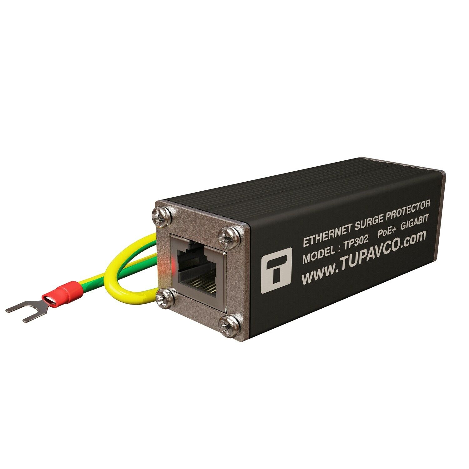 Tupavco Ethernet Surge Protector PoE+ Gigabit - Gas Discharge Tube for Full Protection - Mounting Flange - RJ45 Lightning Suppressor - LAN Network CAT5/CAT6 Thunder Arrestor - GbE 1000 Mbps (10 Pack)