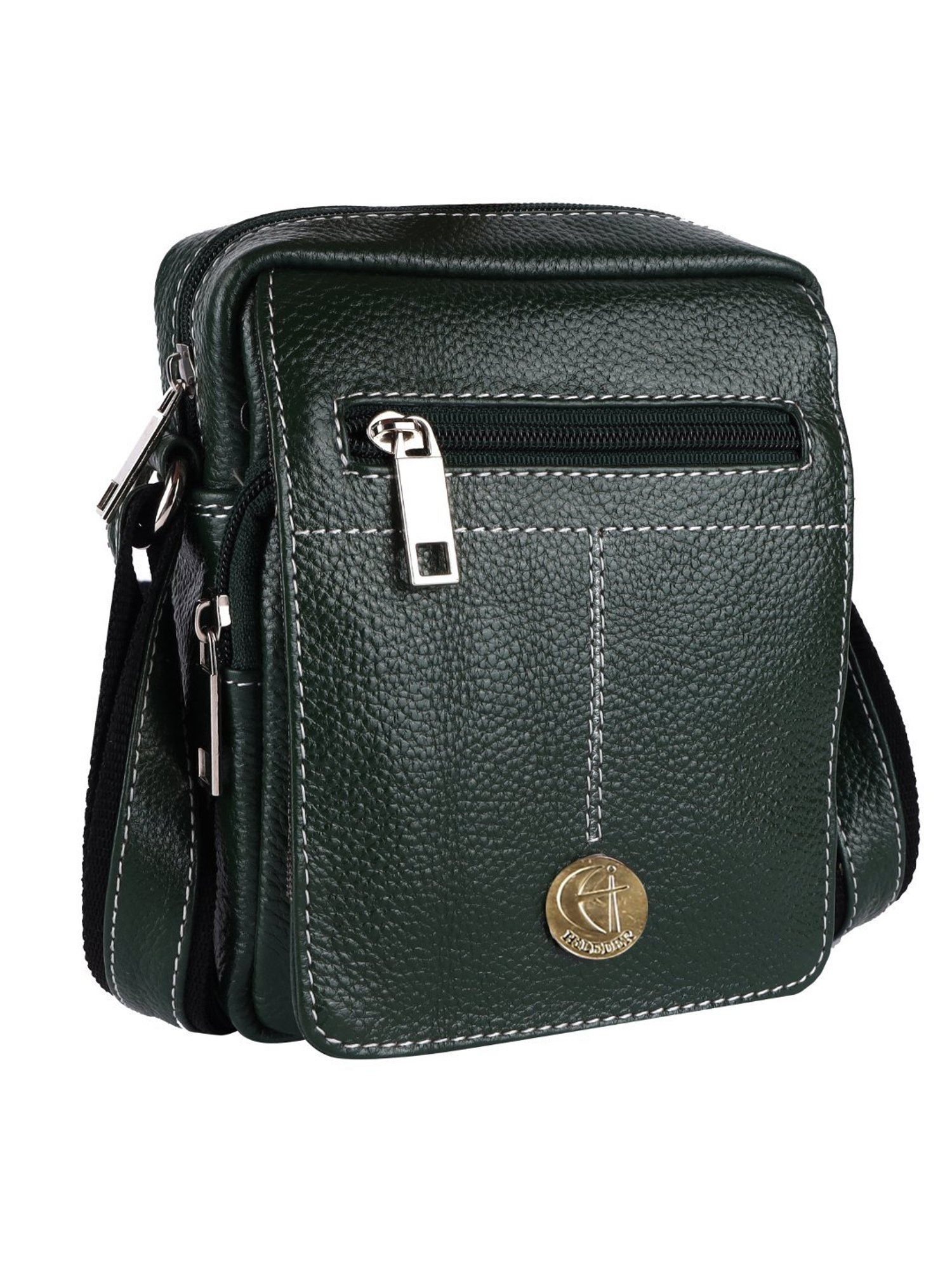 HiLEDER Pure Genuine Leather Messenger Shoulder Sling Cross Body Office Bag for Men and Women, Green