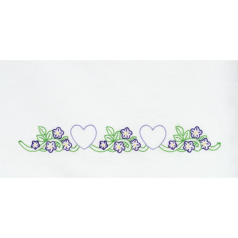 Jack Dempsey Stamped Pillowcases W/White Perle Edge 2/Pkg-Hearts With Flowers