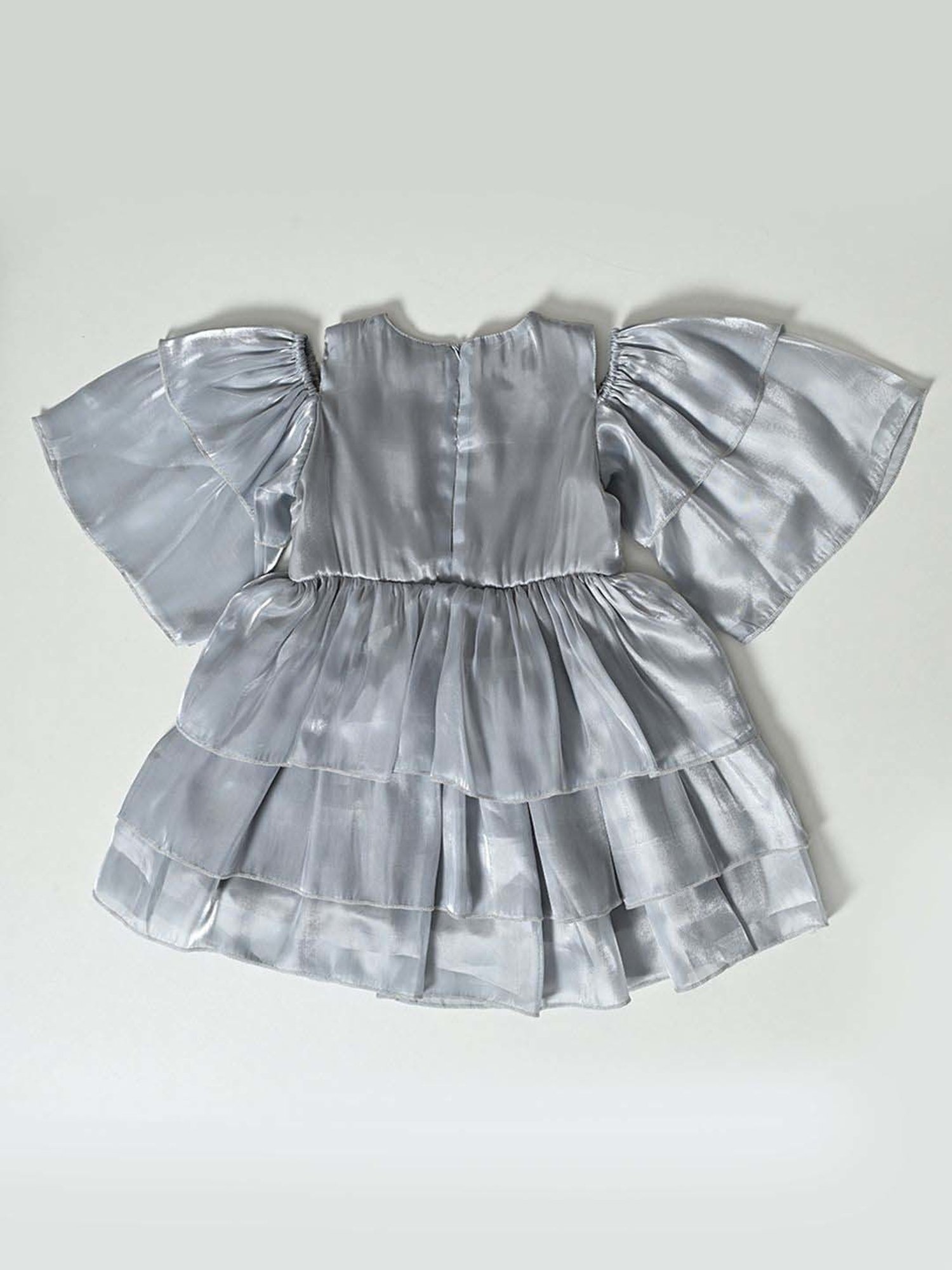 Bella Moda Kids Grey Self Pattern Dress