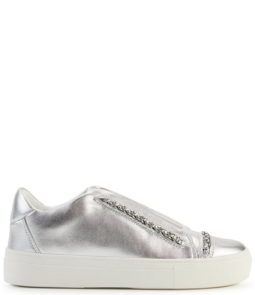 KARL LAGERFELD PARIS Crissie Leather Chain Detail Slip-On Sneakers