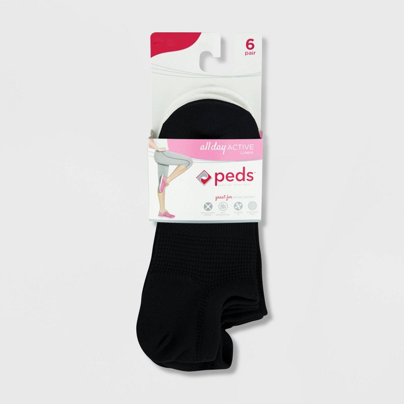 Peds Women's 6pk Ultra Low No Show Liner Casual Socks - Black/White 5-10