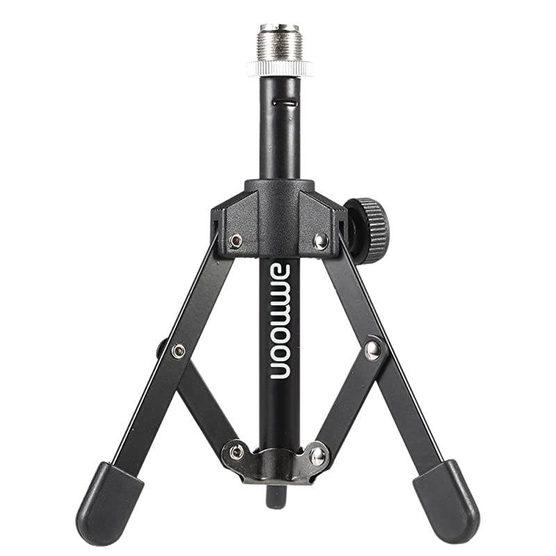 Desktop Microphone Stand Foldable Tripod with a 5/8" Male to 3/8" Female Screw and MC5 Mic Clip Holder Bracket for Meeting Lectures Podcasts (MC5 Mic Clip is Included)