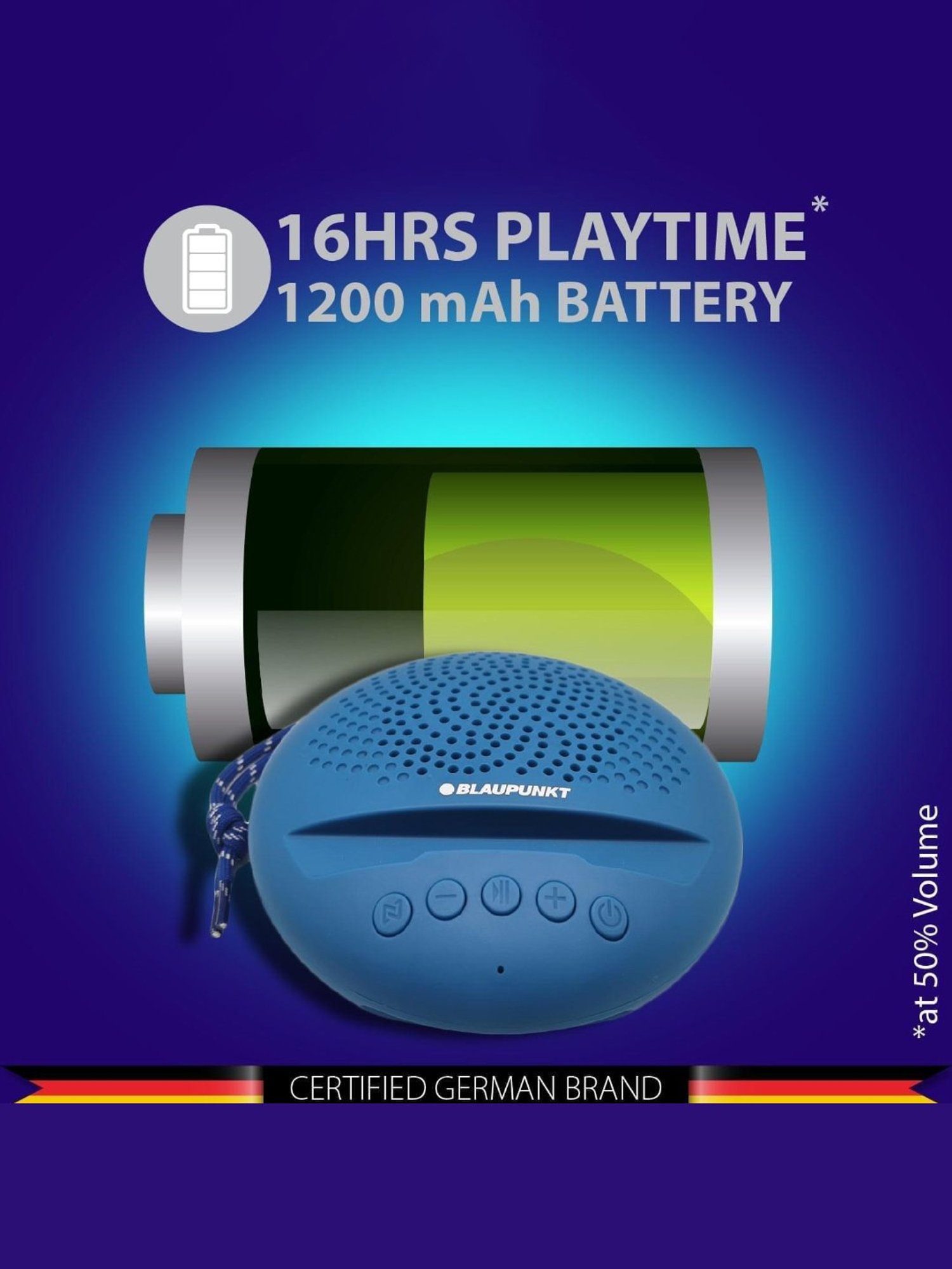 Blaupunkt BT03 Portable Wireless Bluetooth Speaker With Upto 6hrs Playtime (Blue)