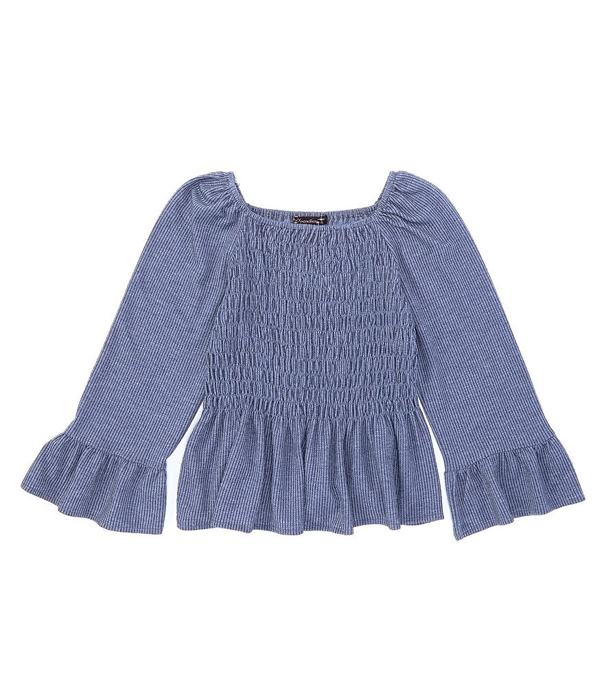 Xtraordinary Big Girls 7-16 Bell-Sleeve Ribbed Smocked Top