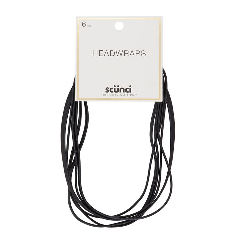 scunci Flat No Damage Elastic Headwraps Black - 6mm /6ct