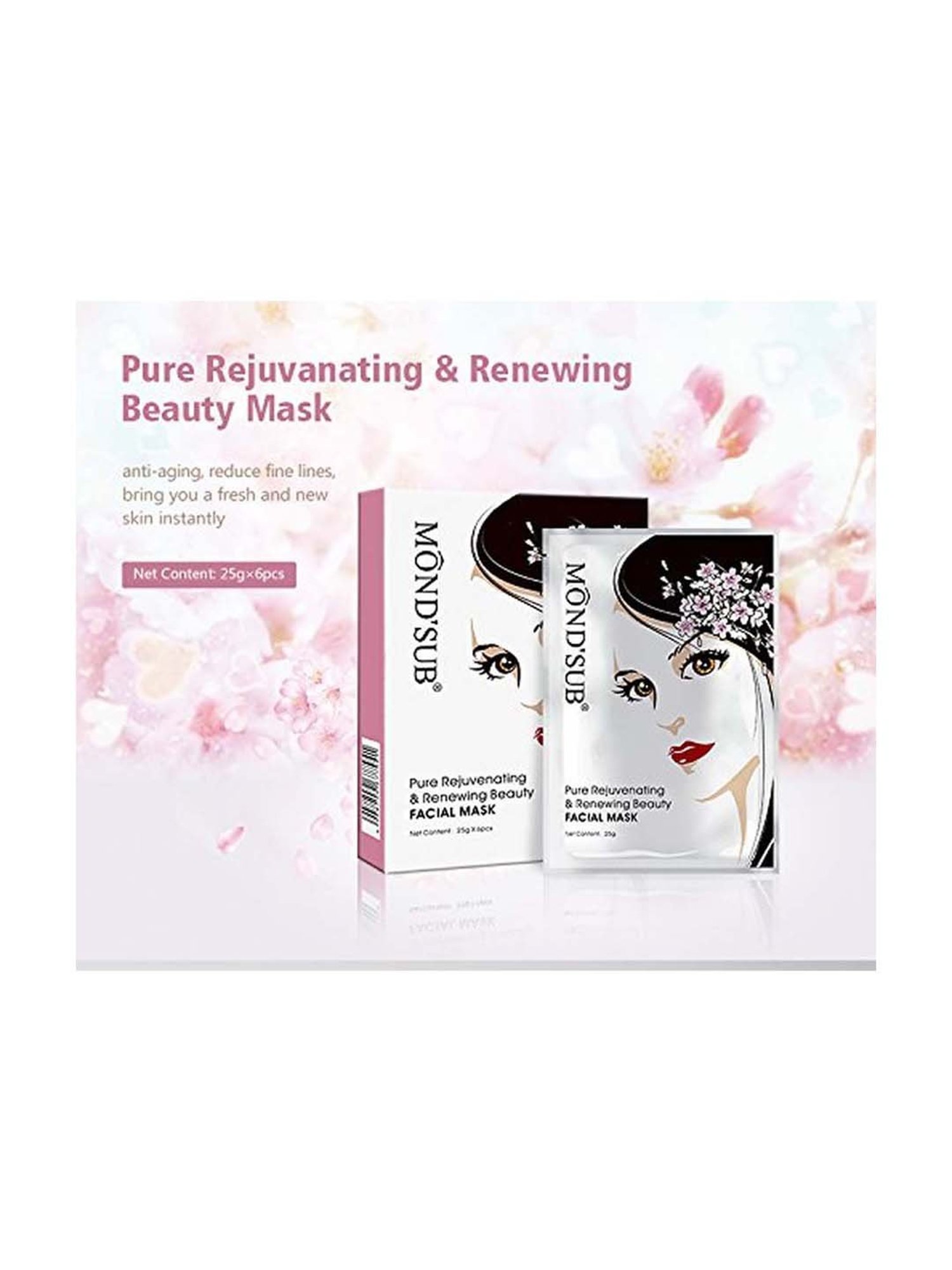 MONDSUB Pure Rejuvenating Face Sheet Masks (Pack of 4) - 25 gm Each