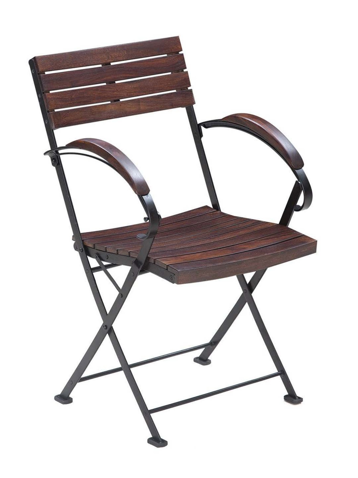 Fabindia Home Brown & Black Sheesham Wood BistroArm Verandah Chair