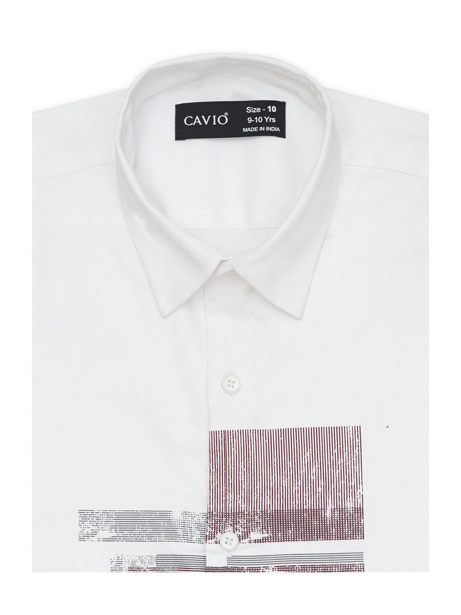Cavio Kids White Printed Full Sleeves Shirt