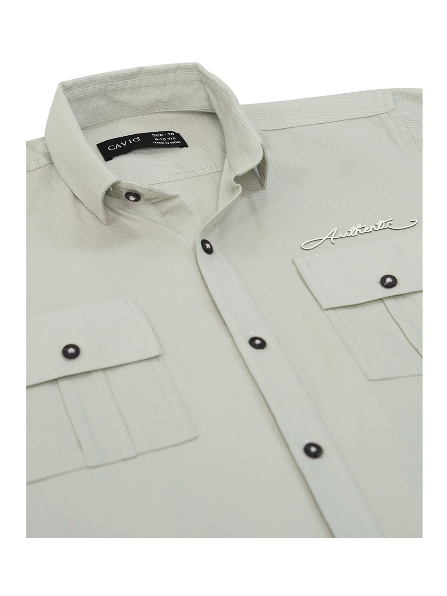 Cavio Boys Light Green Solid Full Sleeves Shirt