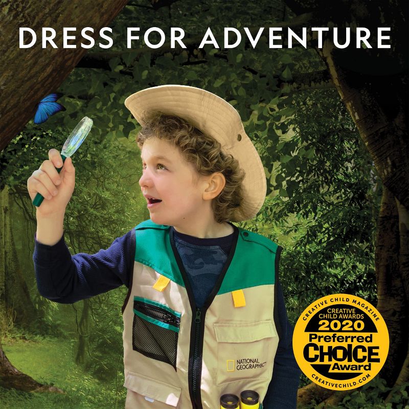 NATIONAL GEOGRAPHIC Backyard Safari Costume and Outdoor Explorer Set for Kids, Includes Safari Vest, Hat, Binoculars, Magnifying Glass, Journal & Stickers