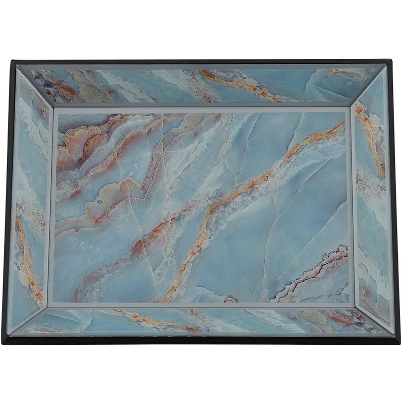 Studio 55D Shiny Polished Blue Glass Decorative Tray