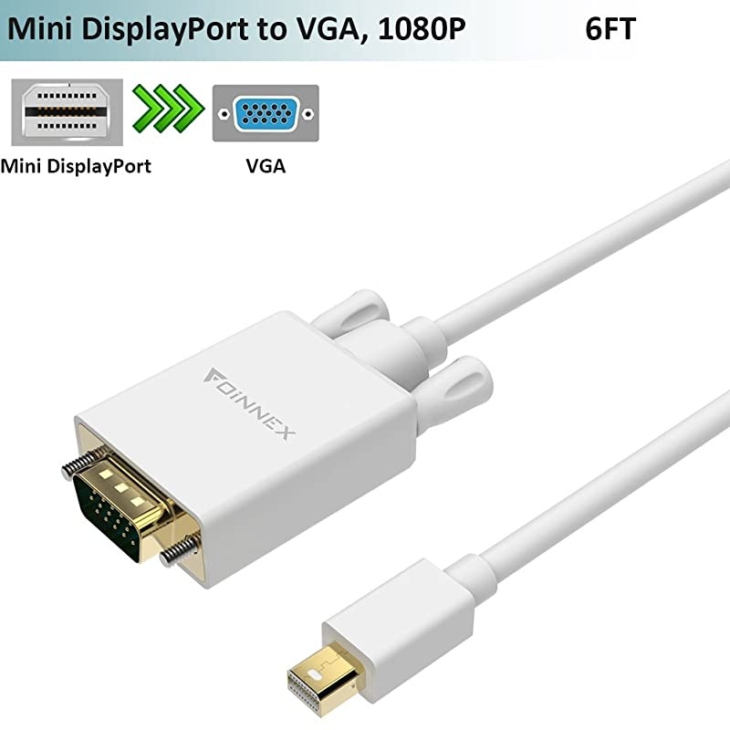 DisplayPortThunderbolt to VGA CableMicrosoft Surface Pro 6 5 4 3 Video Display Adapter CordDP to VGA Converter Lead for MacMacBook ProAirMS Surface Book to MonitorProjectorTV6FT
