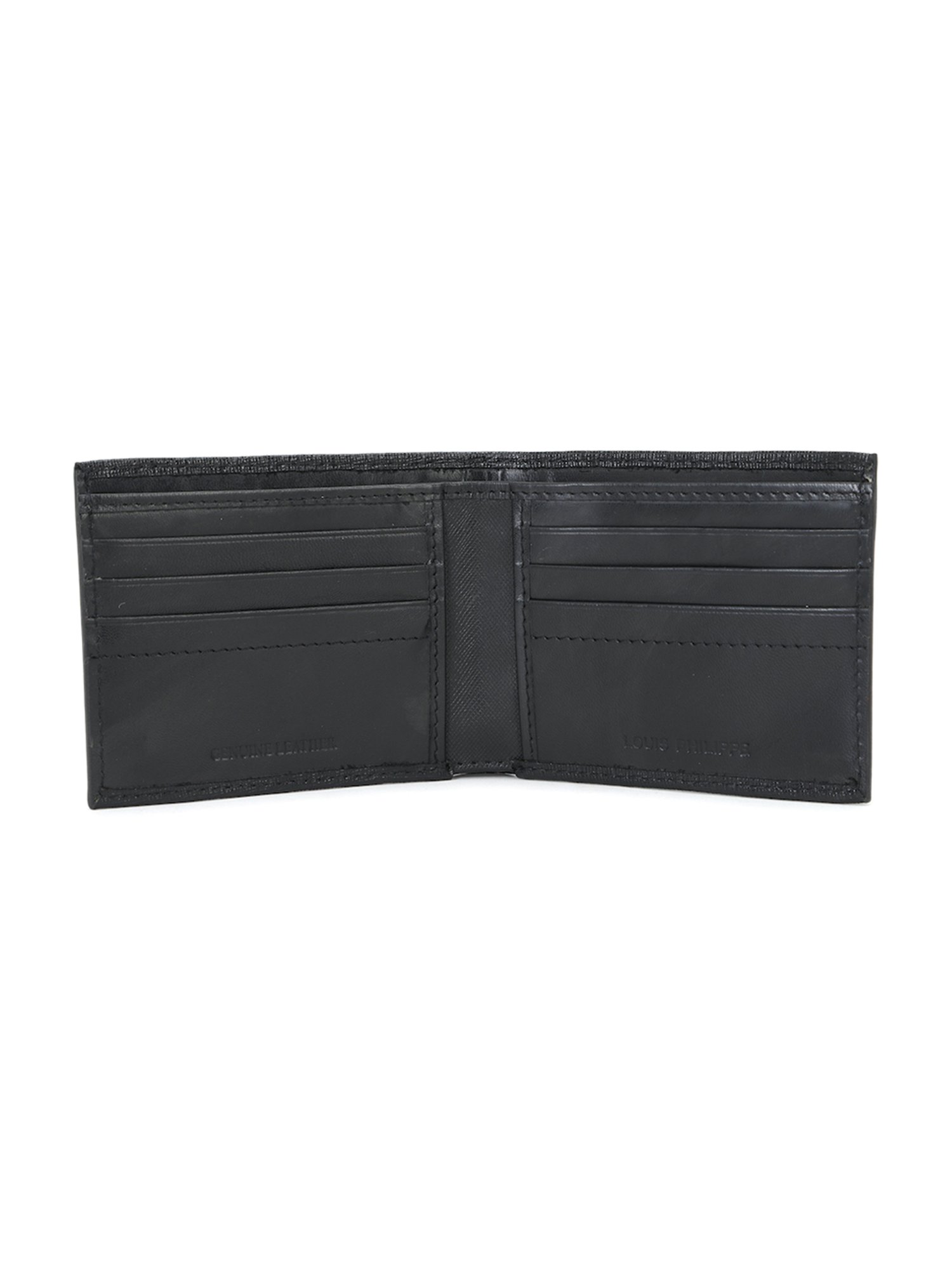 Louis Philippe Black Textured Leather Bi-Fold Wallet for Men