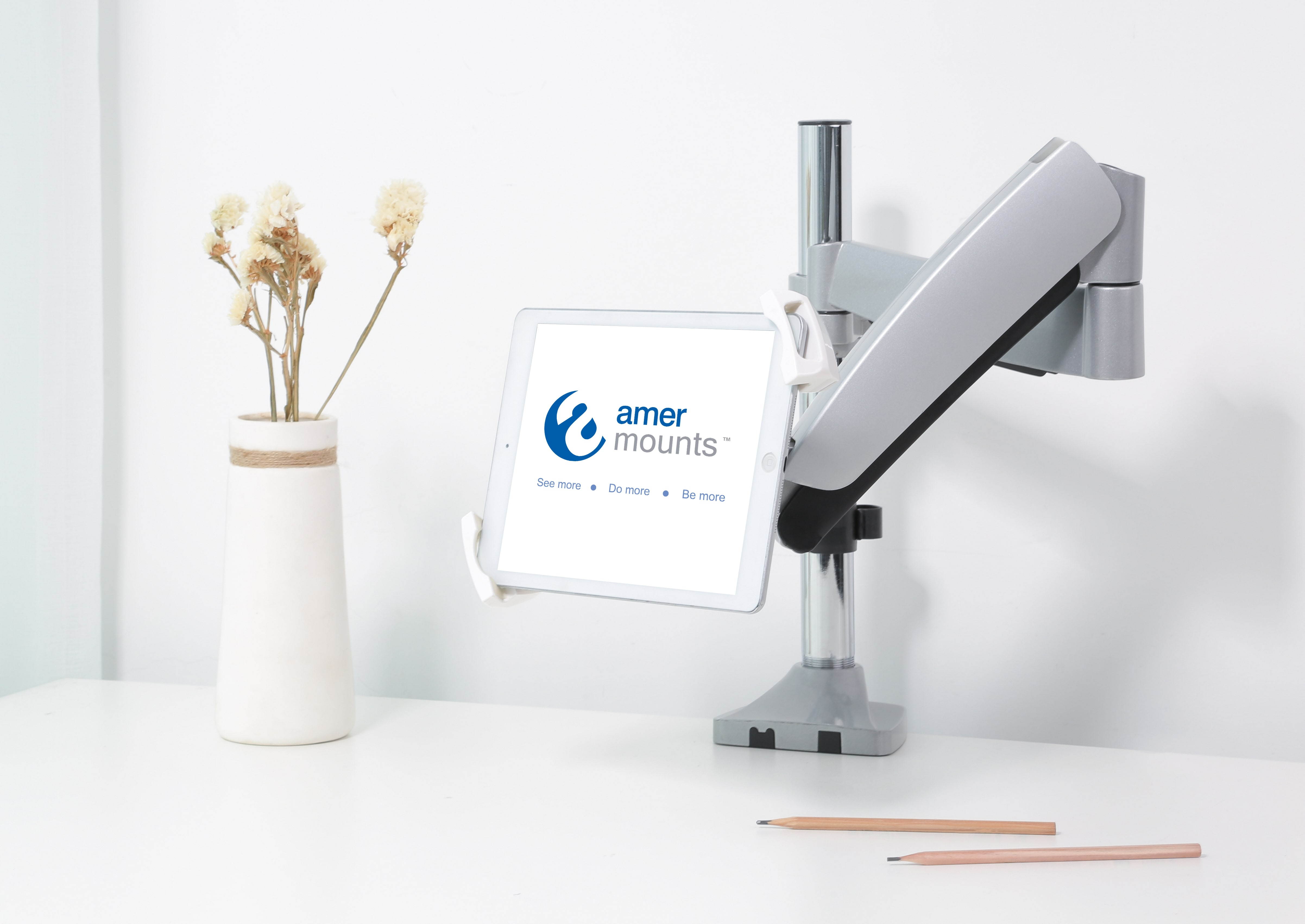 Amer Mounts EZPADVESA | Universal Anti-Theft Tablet VESA Adapter Clamp | Supports 7.9"-12.5" Tablets