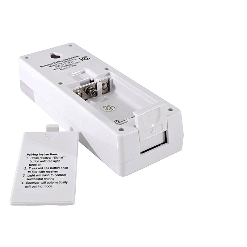 SWCB1S Wireless Slimline Pager + 1 Nurse Call Button Patient SOS Help Pendant Call Button and Caregiver Pager Nurse Alert System 500+ Ft Range 1 Transmitter Set