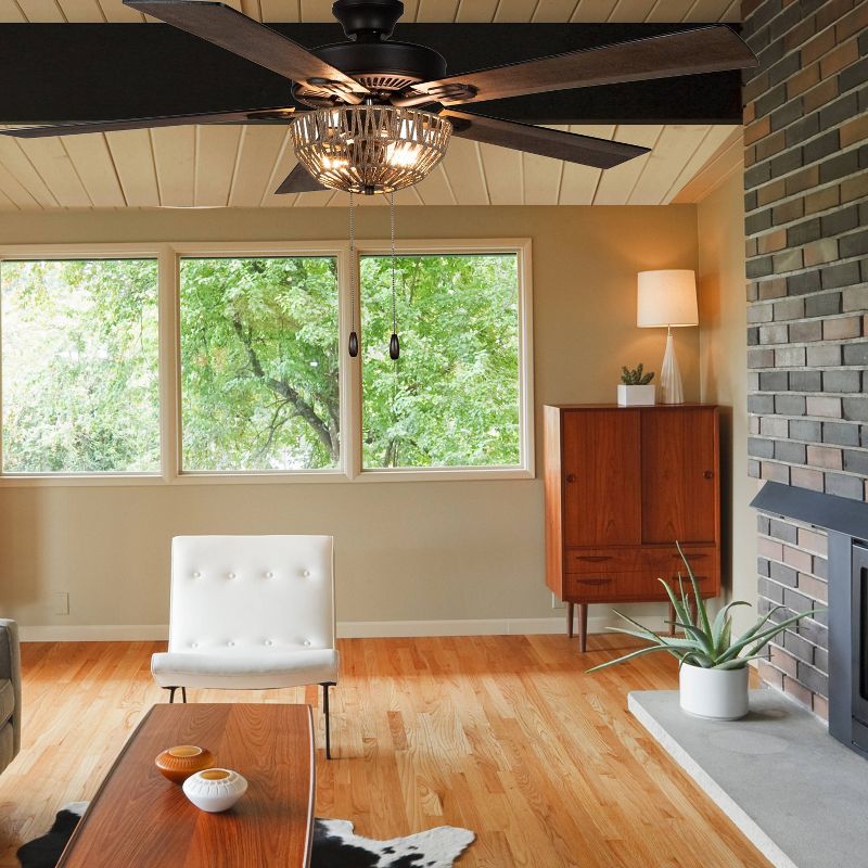 52" 5-Blade LED Woven Rope Lighted Ceiling Fan - River of Goods