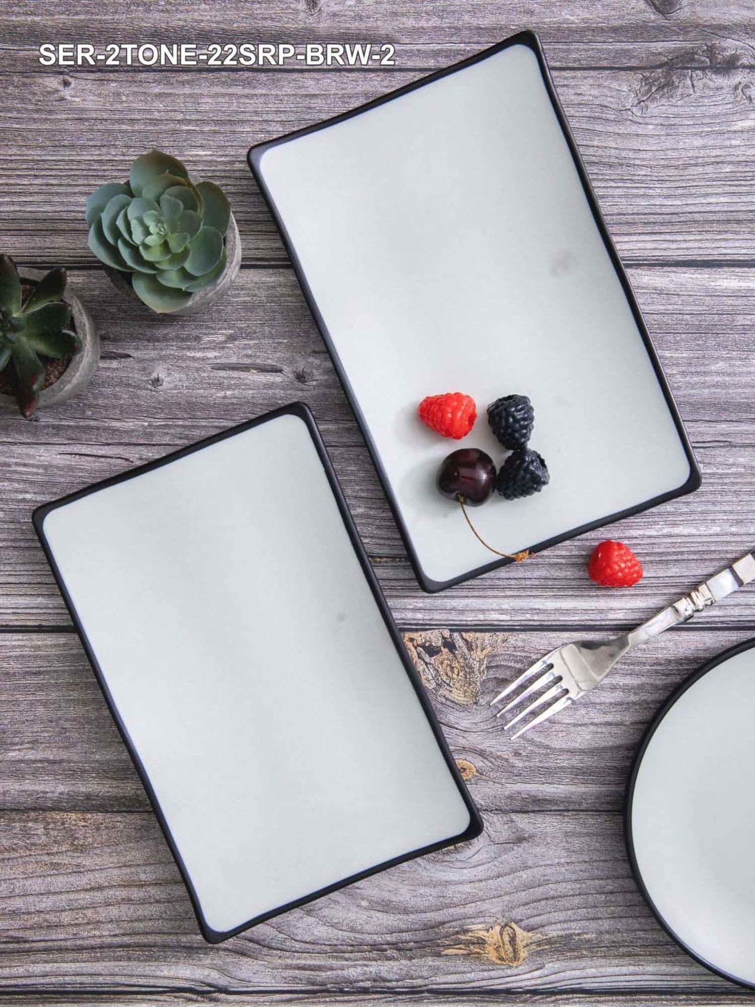 Servewell Cons. Brown Terraclay Melamine 22.5 cm 2 Tone Serving Platter - Set of 2