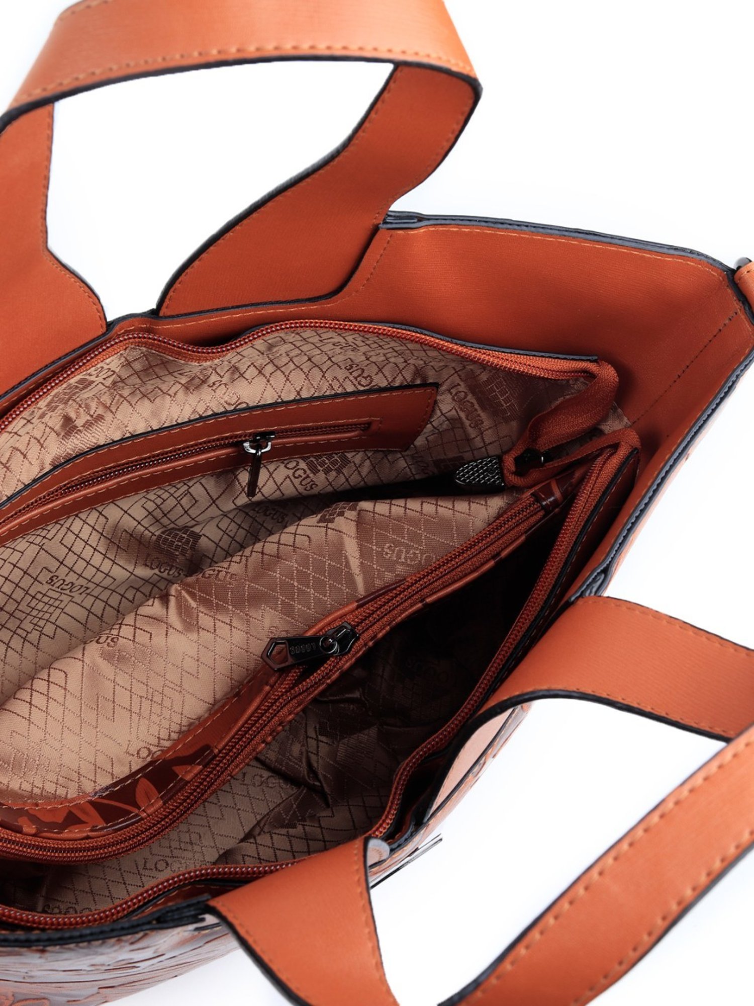 Odette Orange & Brown Floral Tote Handbag