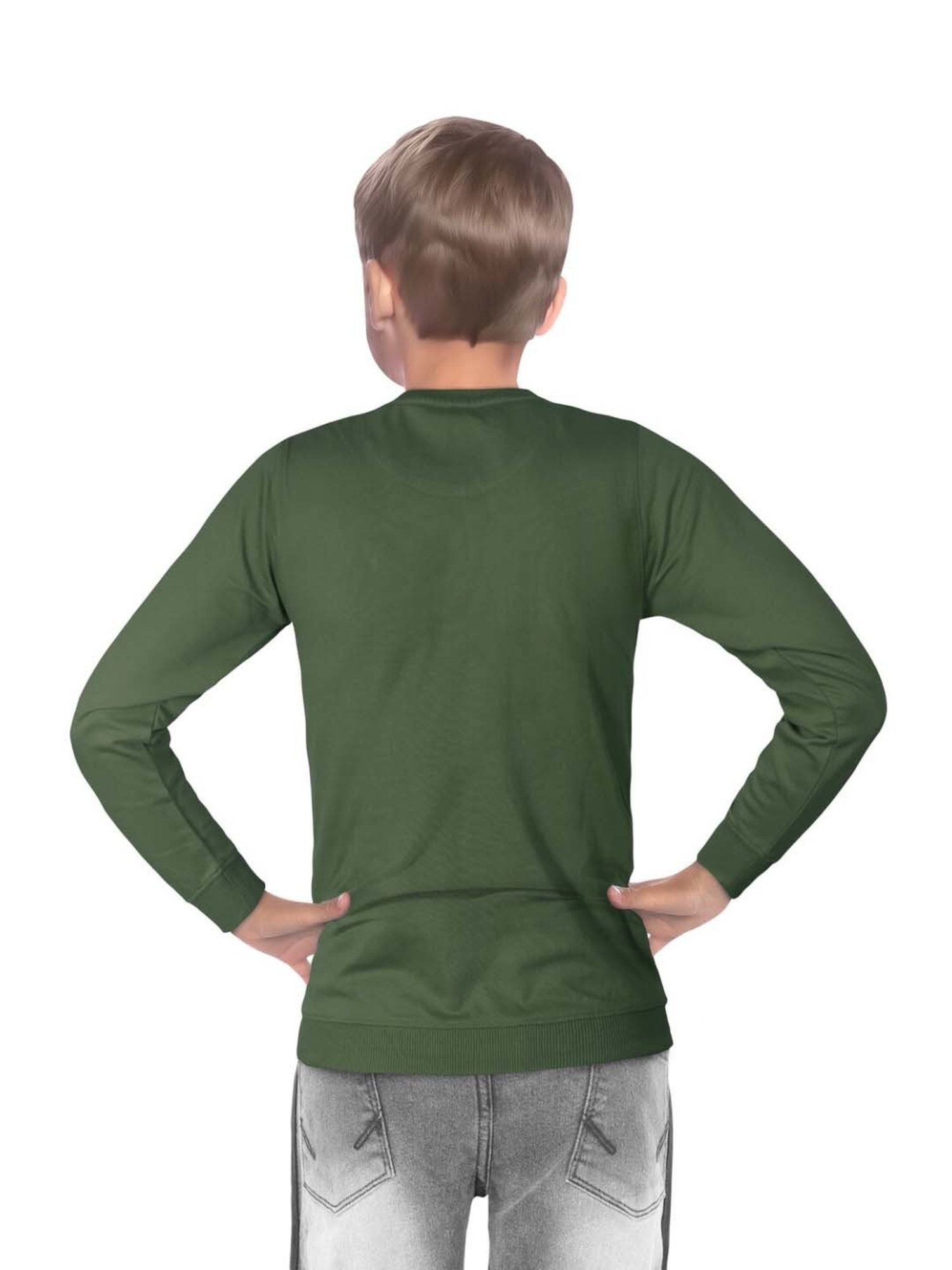 Allen Solly Junior Olive Logo Full Sleeves Sweatshirt