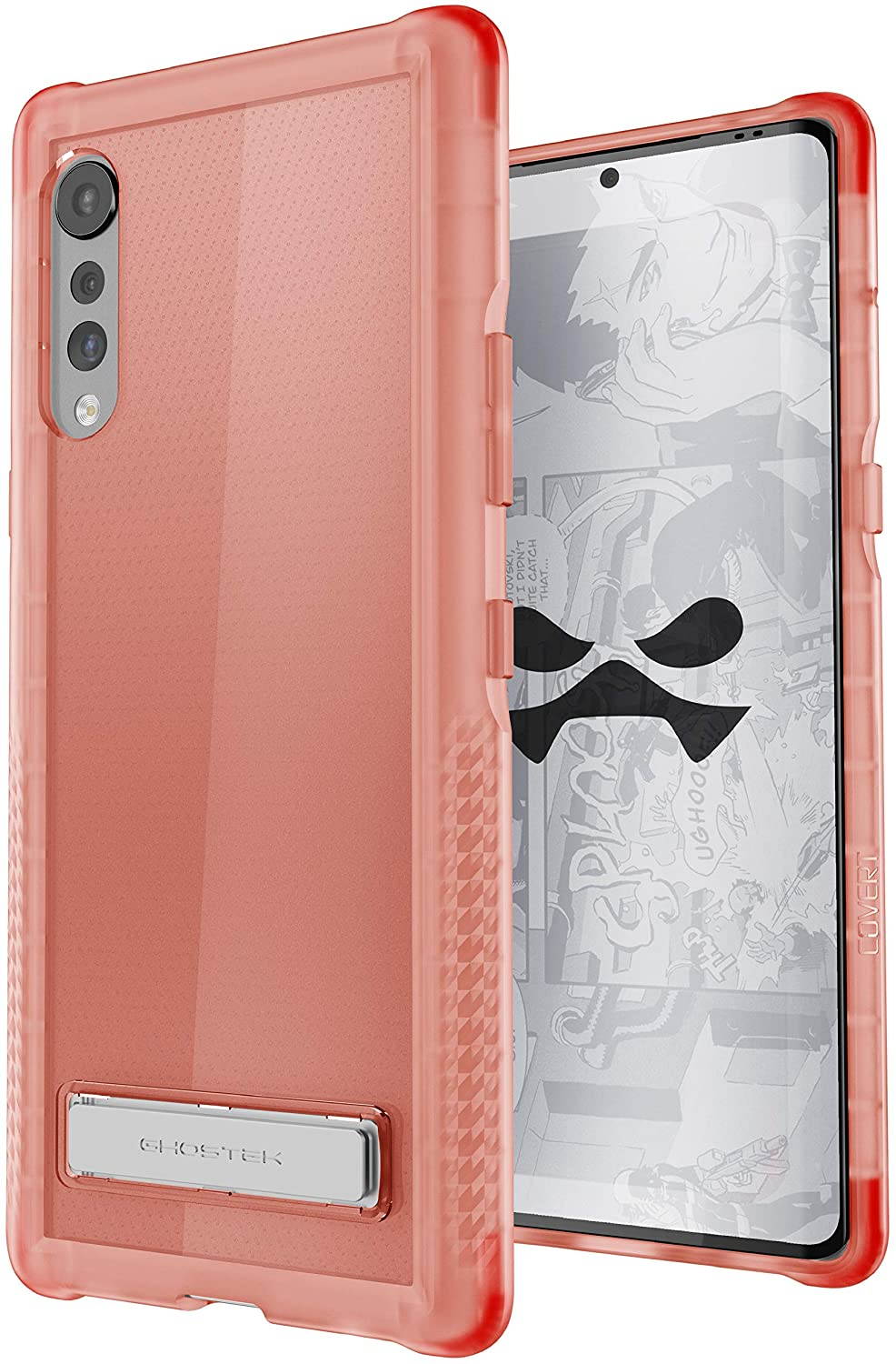 Ghostek Covert LG Velvet Case Clear with Kickstand and Grip Bumper Slim Phone Cover Ultra Thin Shockproof Design Heavy Duty Protection Wireless Charging for 2020 LG Velvet 5G (6.8 Inch) - (Smoke)