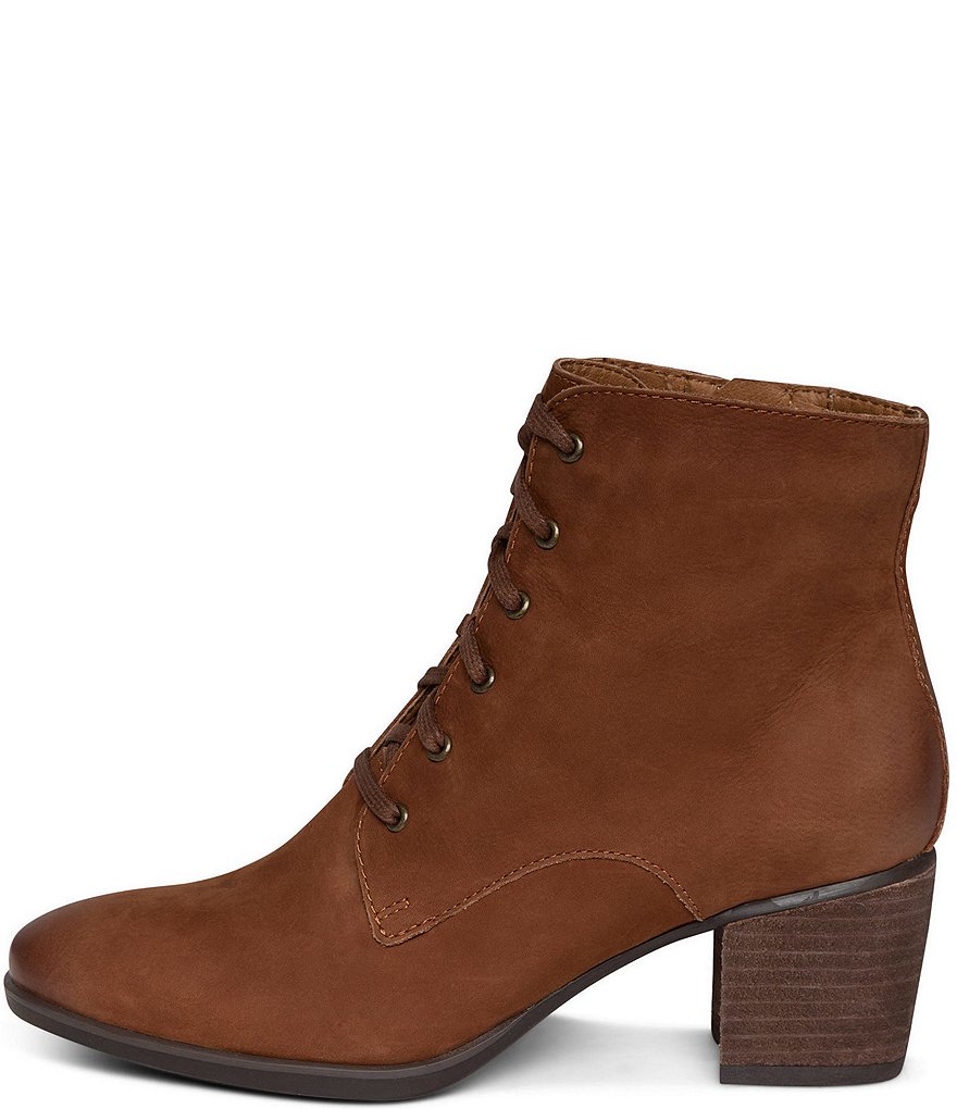 Aetrex Stella Suede Lace-Up Water Resistant Block Heel Booties