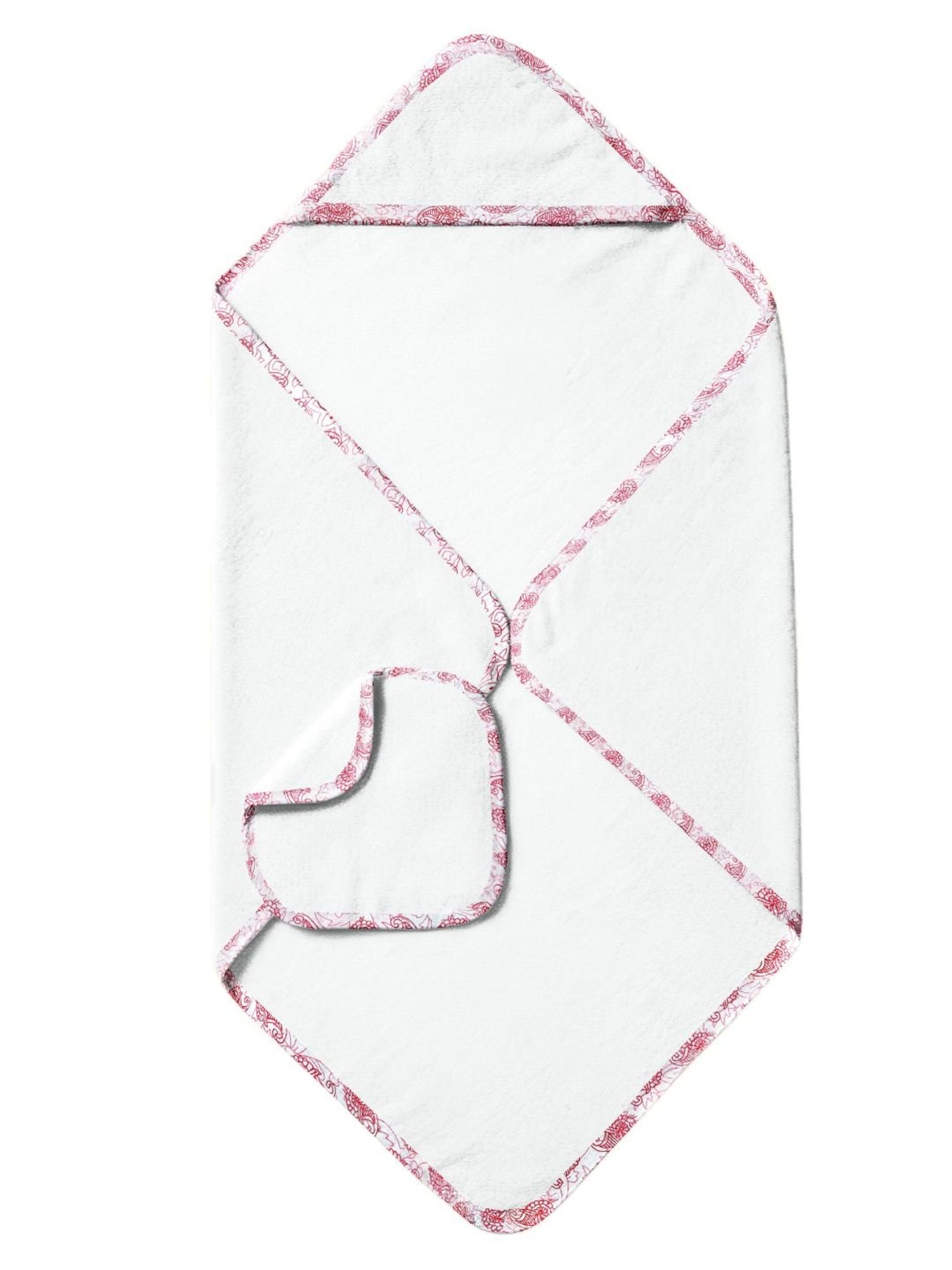 The Baby Atelier White & Red Towel Set
