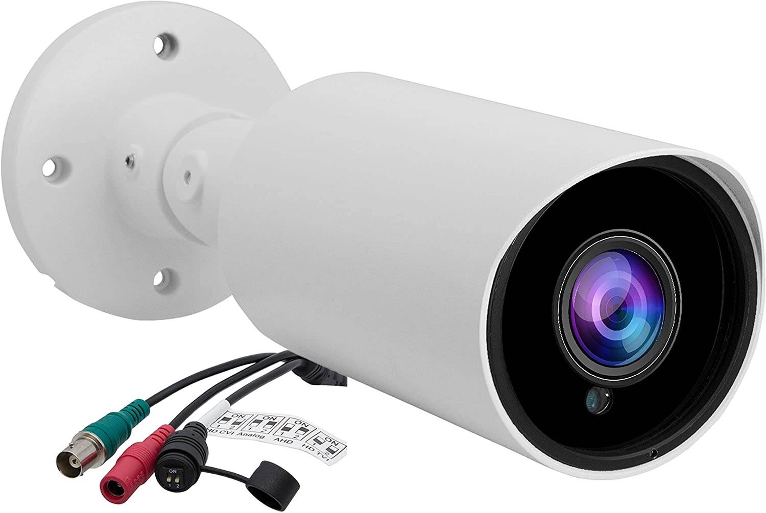 Evertech 1080p Outdoor Night Vision CCTV Security Camera HD TVI CVI AHD Indoor Weatherproof 2.8-12mm Manual Zoom Bullet White for CCTV Security Surveillance Systems