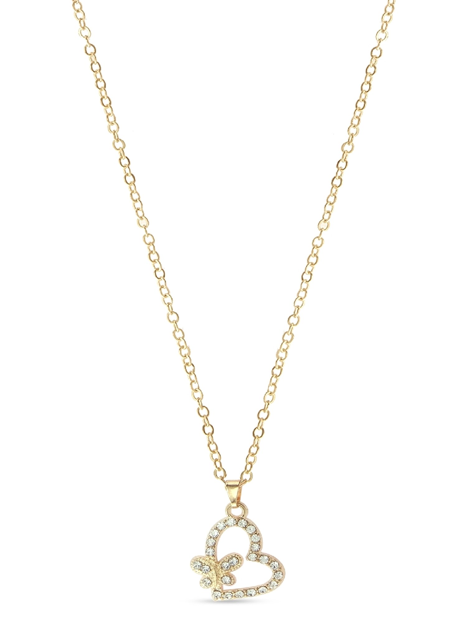 Jewelz Trendsetting Gold Western Necklace With Delicate Heart Hanging Charm for Women