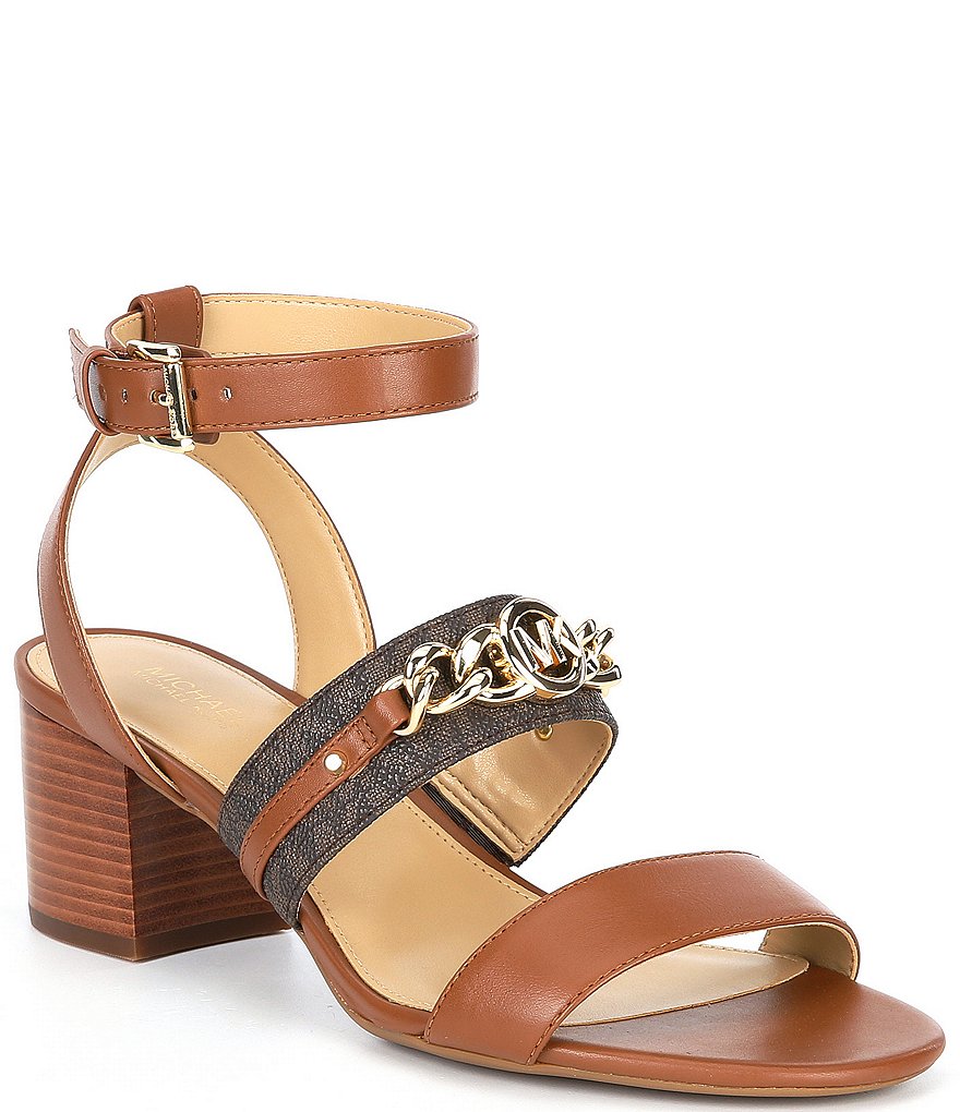 MICHAEL Michael Kors Roxane Chain Detail Leather And Logo Dress Sandals