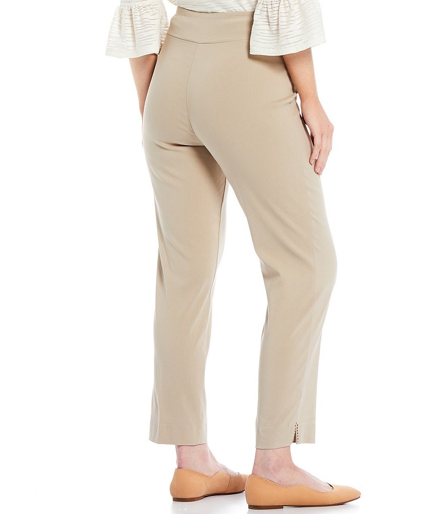 Allison Daley Petite Size Tech Stretch Embellished Hem Detail Pull-On Ankle Pants