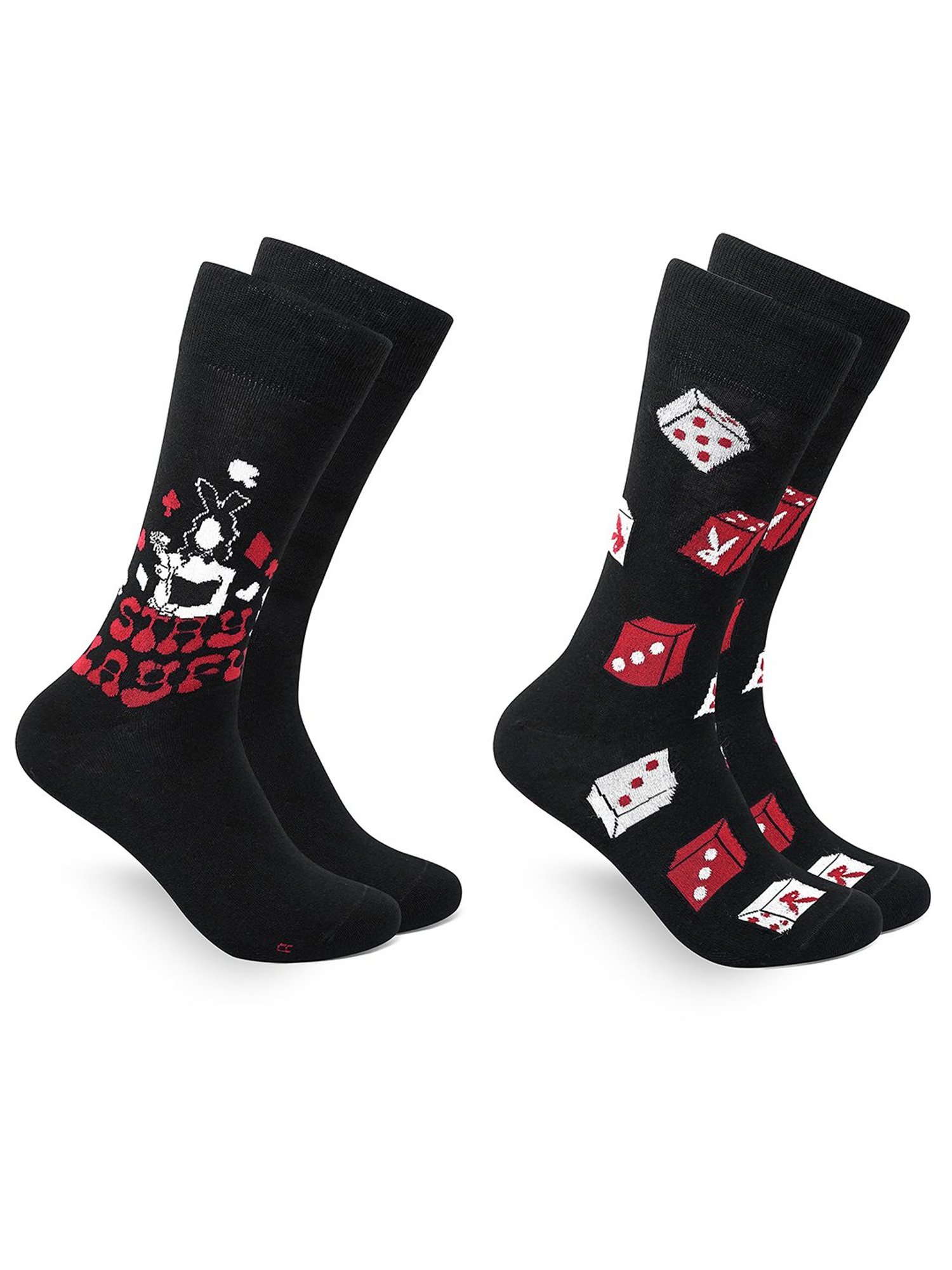 BALENZIA Black Printed Socks - Pack of 2