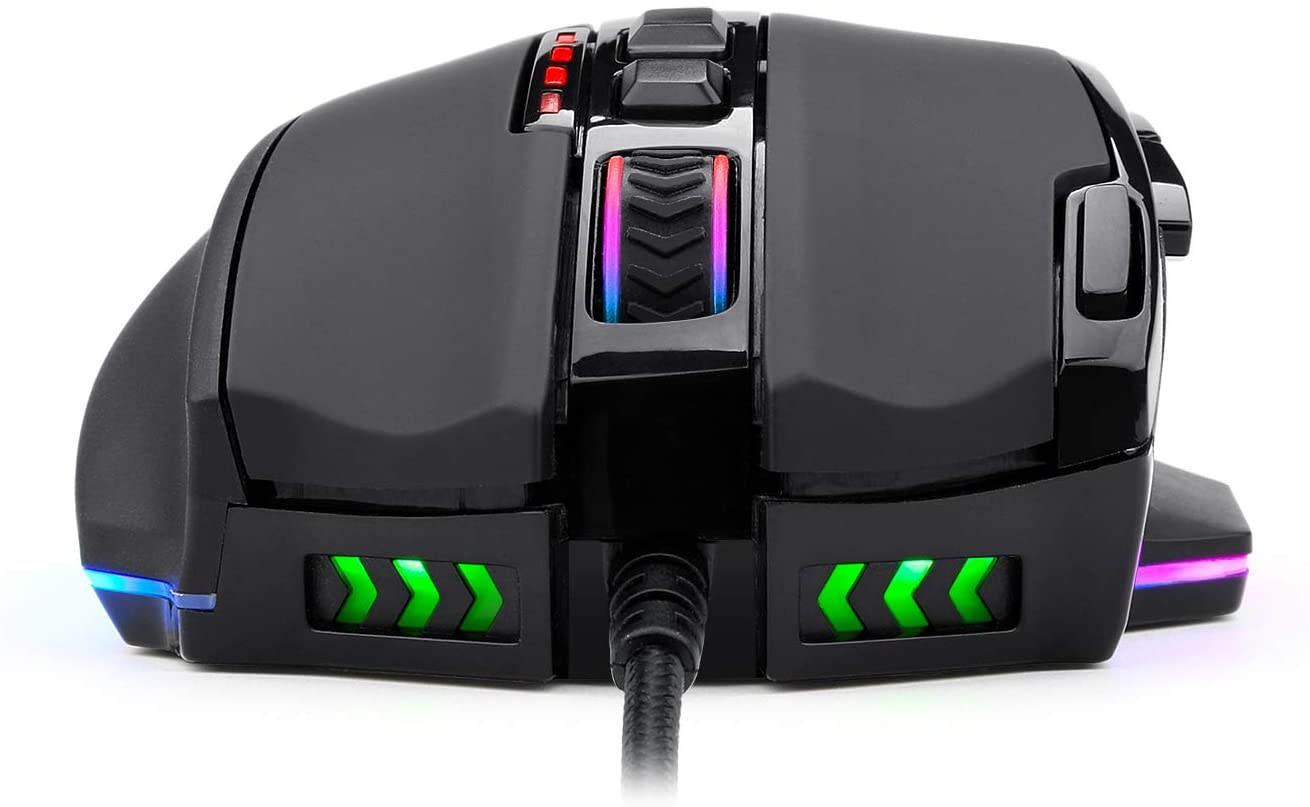 M801 PC Game Mouse LED RGB Backlight MMO 9 Programmable Button Mouse with Macro Recording Side Button Quick Ignition Button for Windows PC Gamers (Wired, Black)