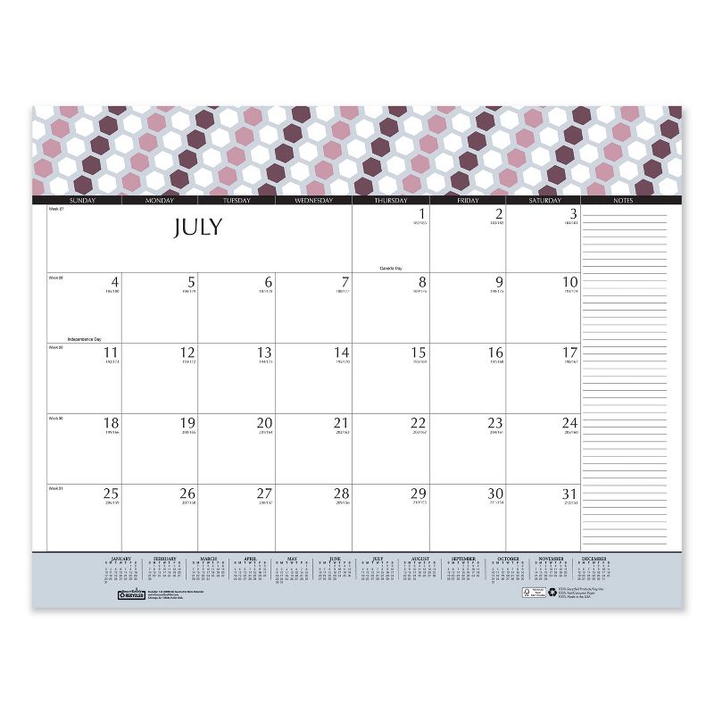 House of Doolittle 100% Recycled Geometric Desk Pad Calendar, 22 x 17, 2021 149