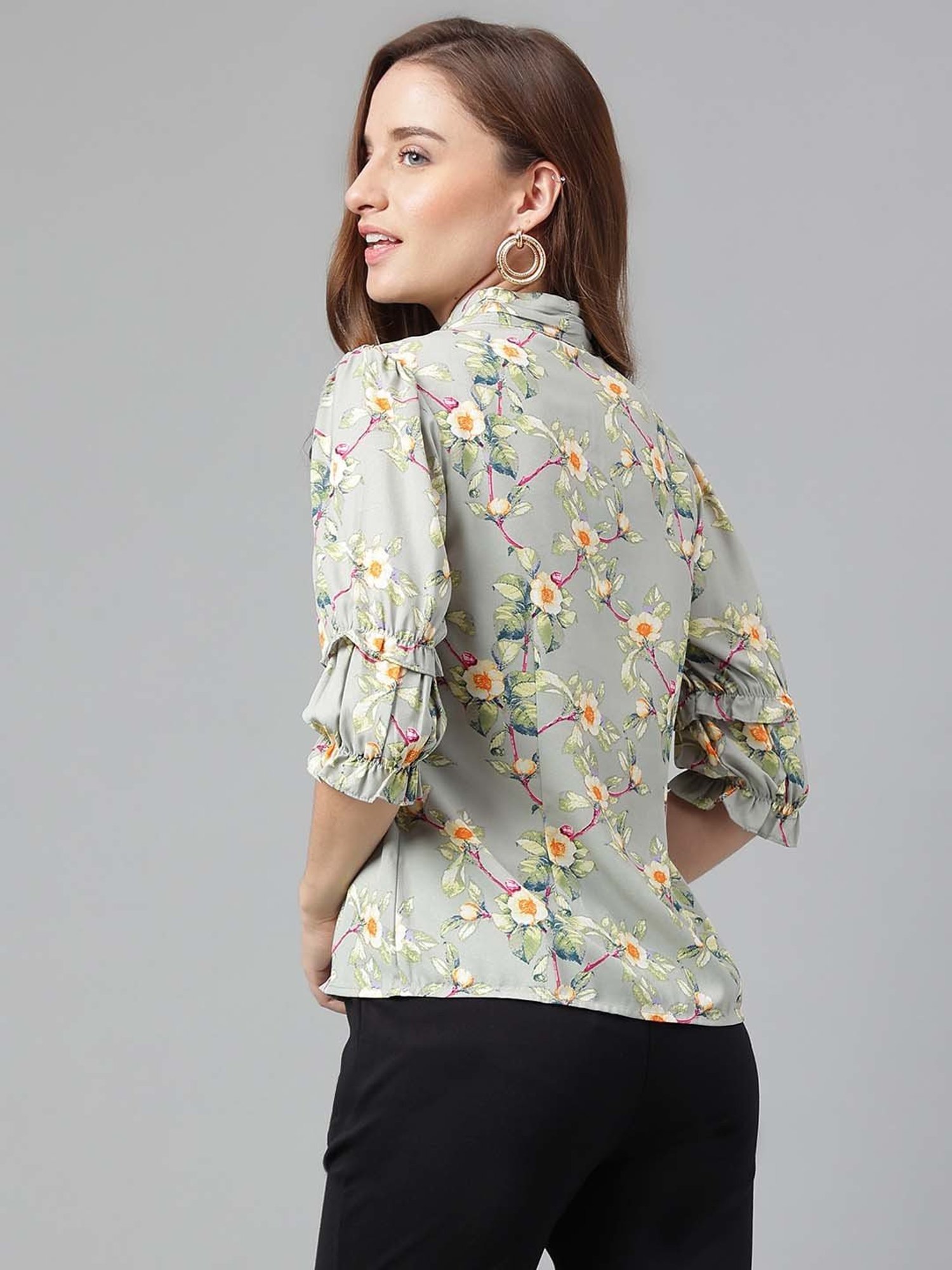 Latin Quarters Green Printed Top