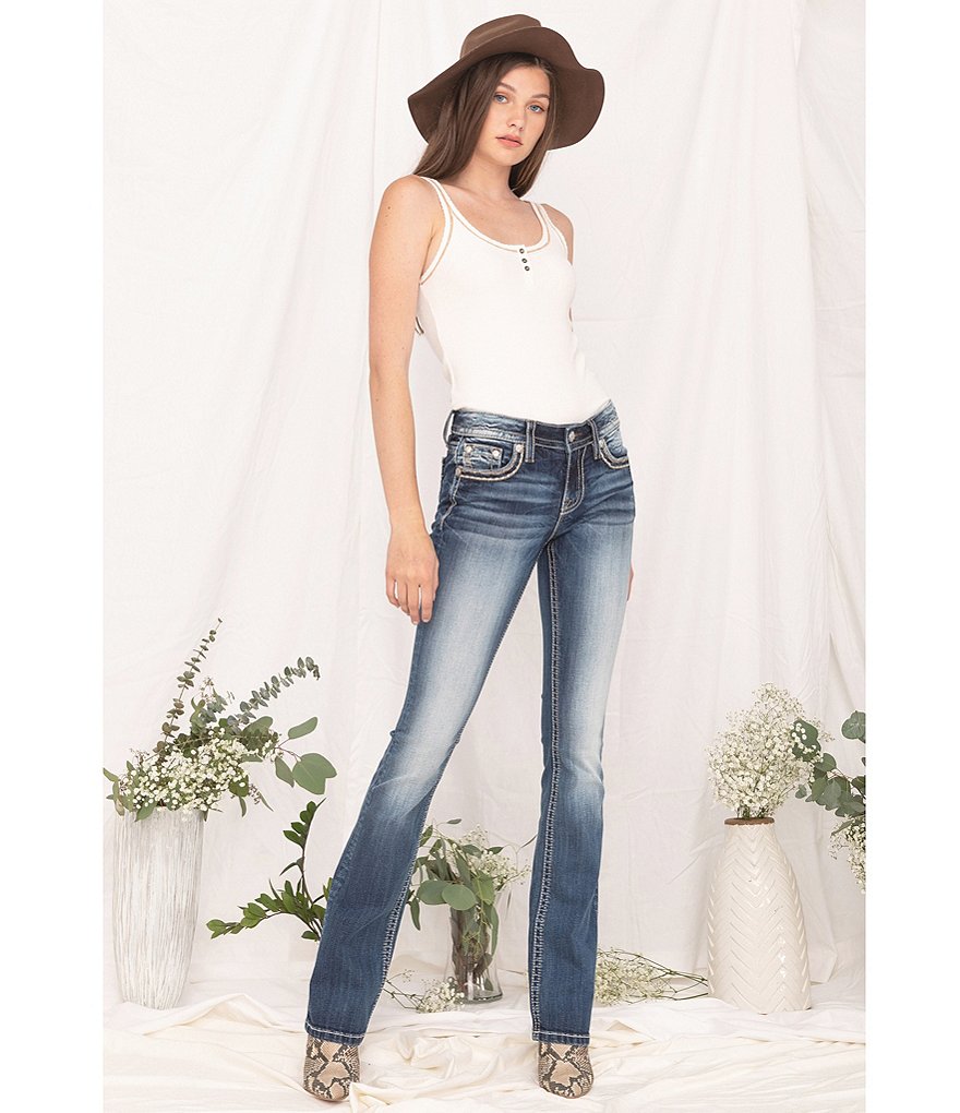 Miss Me Embellished Wing Pocket Bootcut Jeans