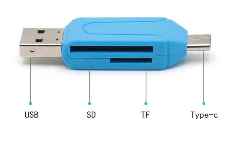 2 in 1 USB OTG TF SD Flash Memory Micro Card Reader Adapter Micro USB Charging Cable For Android Phones and Tablet PC (Black)