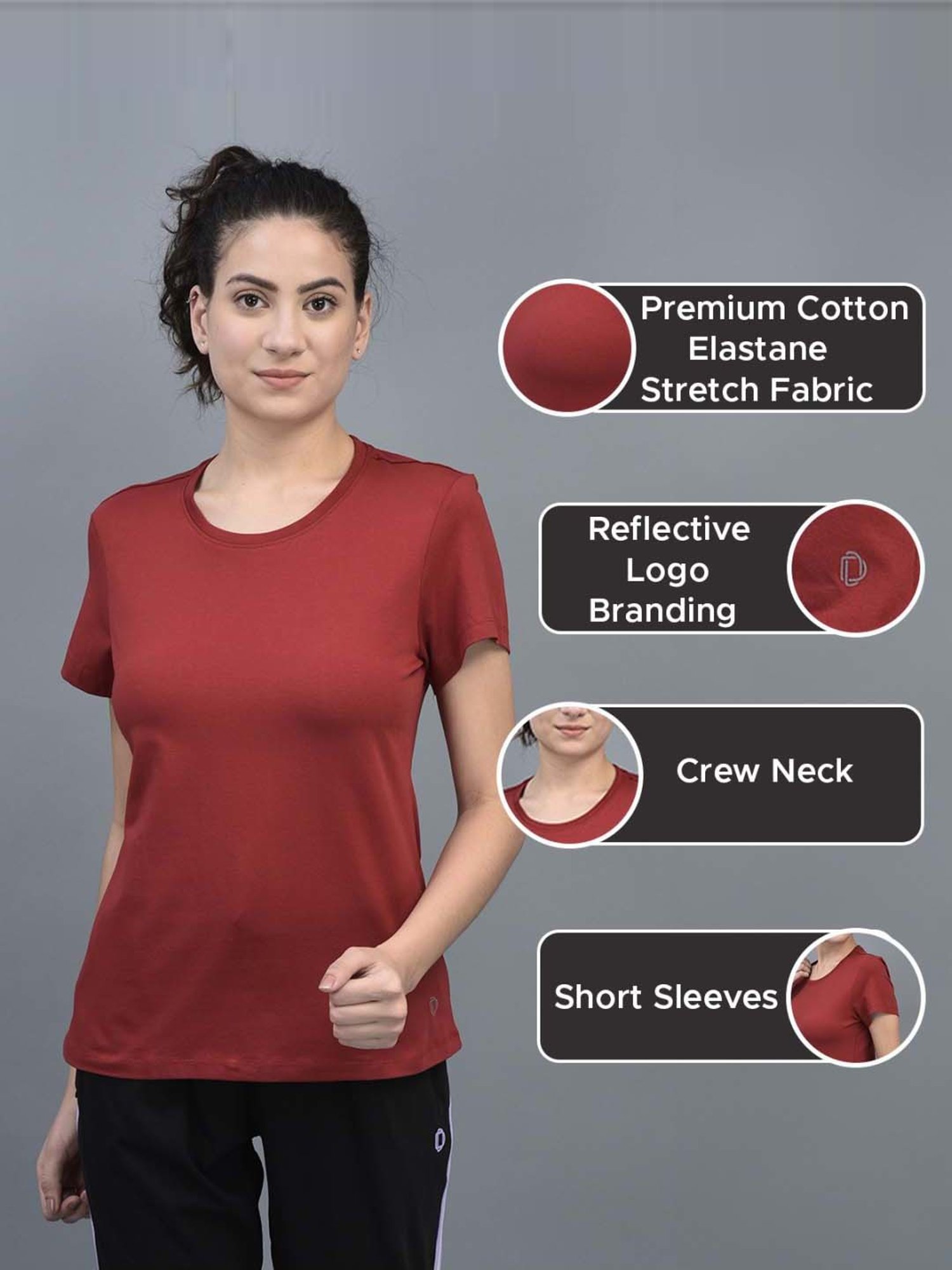 Dollar Maroon & White Cotton Sports T-Shirt - Pack Of 2