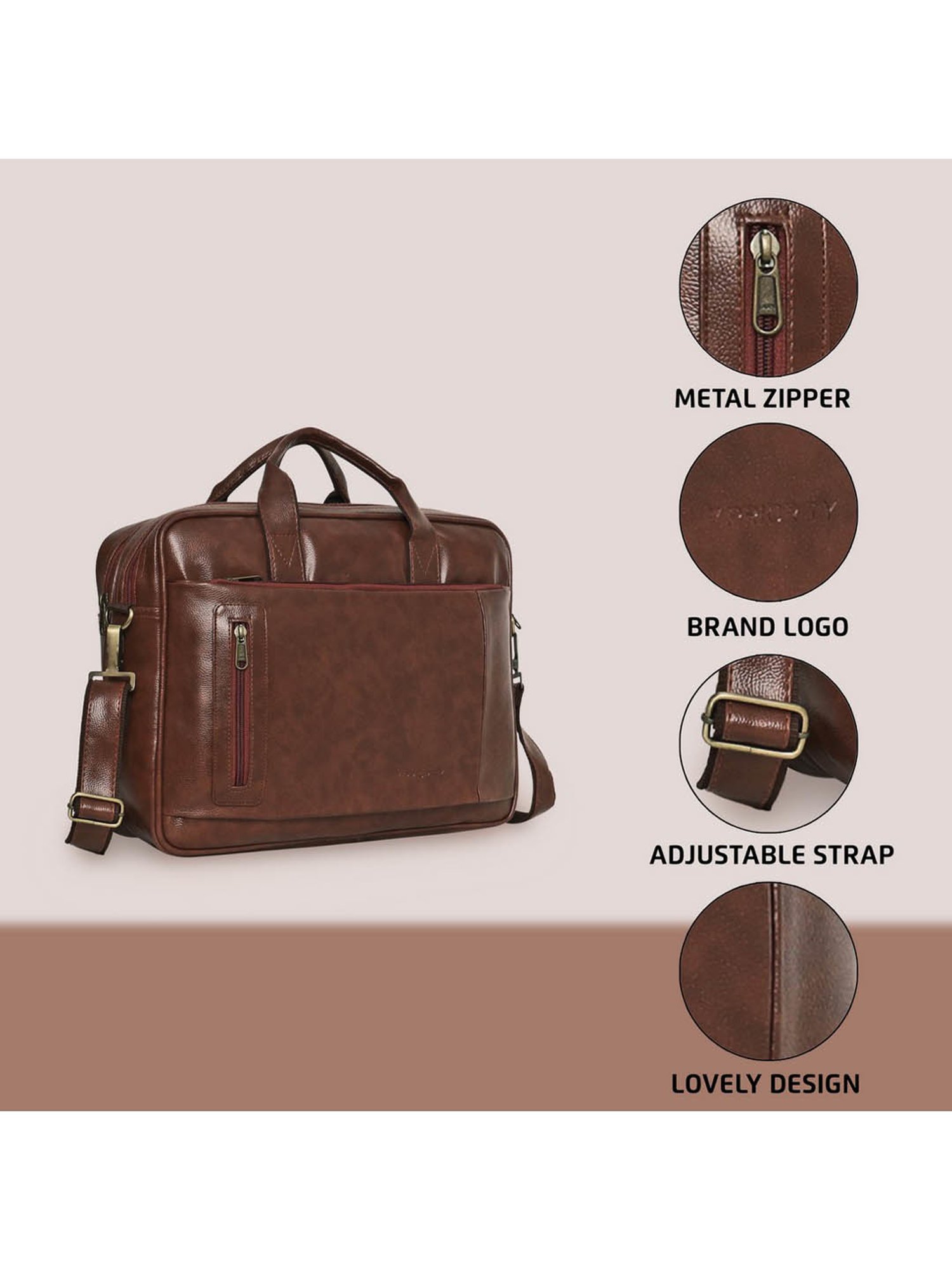 Priority Brown Synthetic Large Messenger Bag