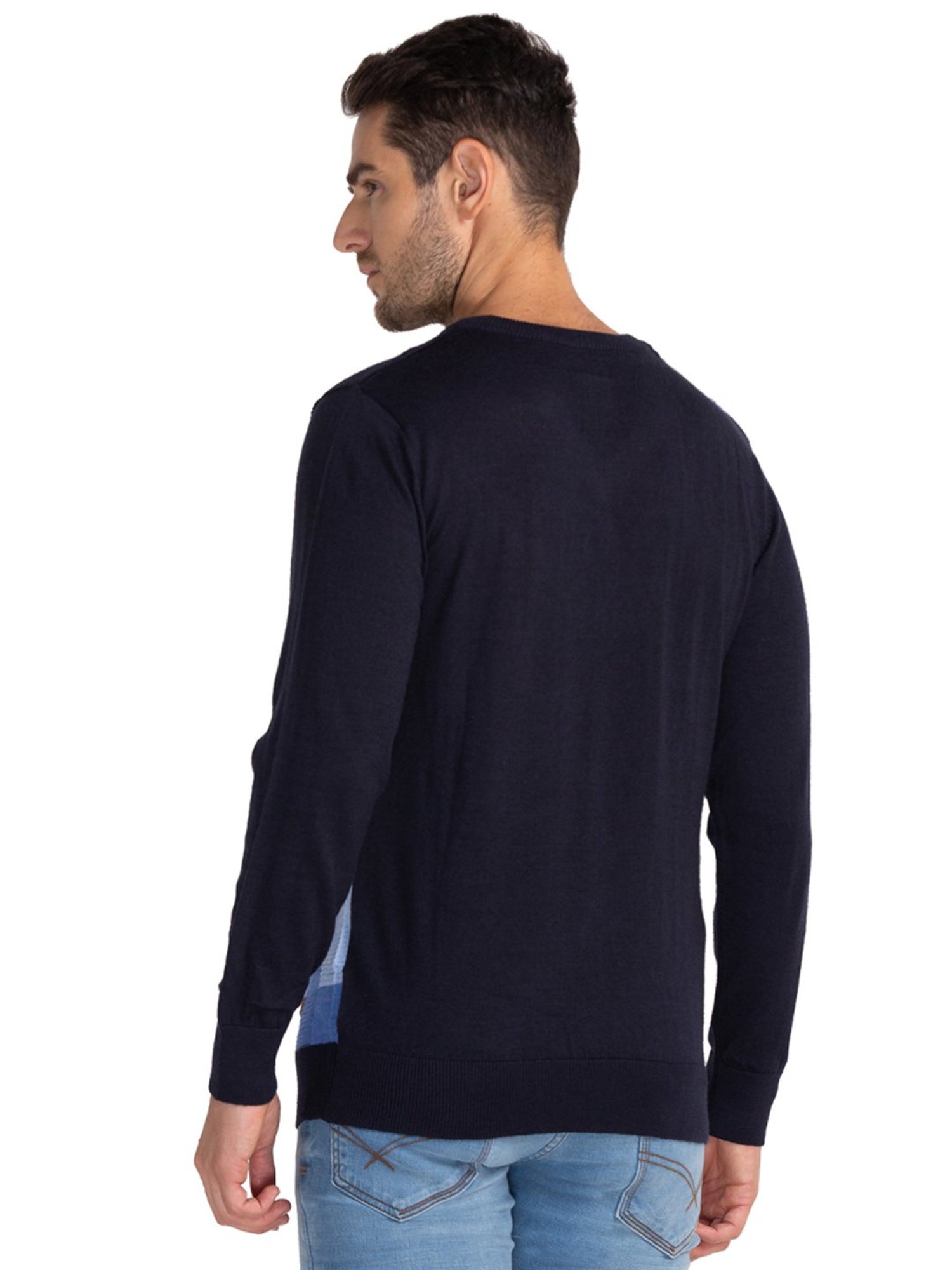 Parx Blue Regular Fit Argyle Sweaters