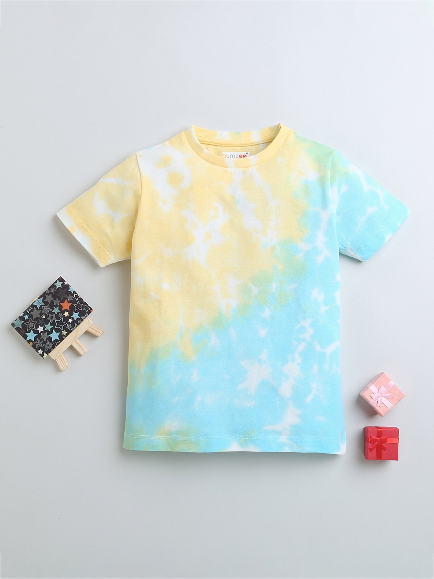 Bumzee Kids Yellow & Blue Printed T-Shirt