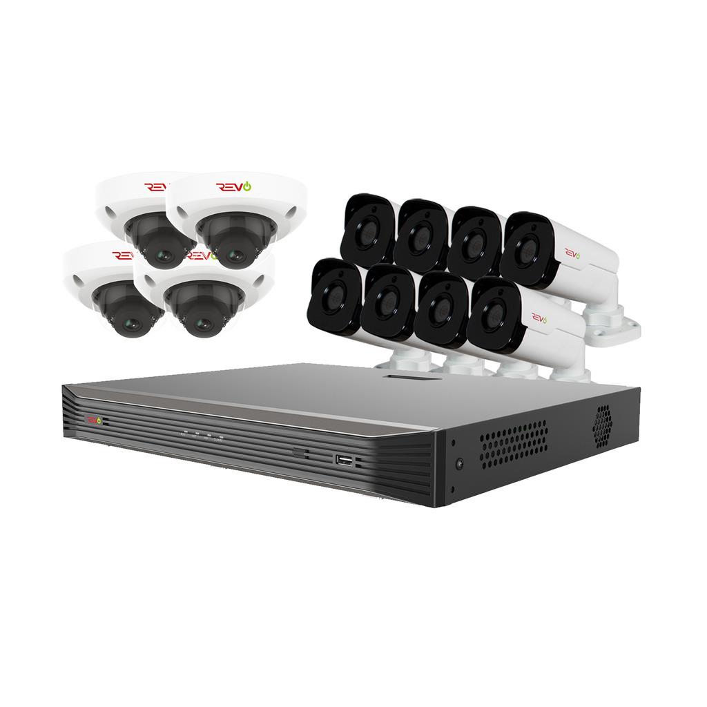Revo America RU162D4GB8GA-4T Ultra HD Audio Capable 16 Channel Surveillance System with 12 4Megapixel Cameras