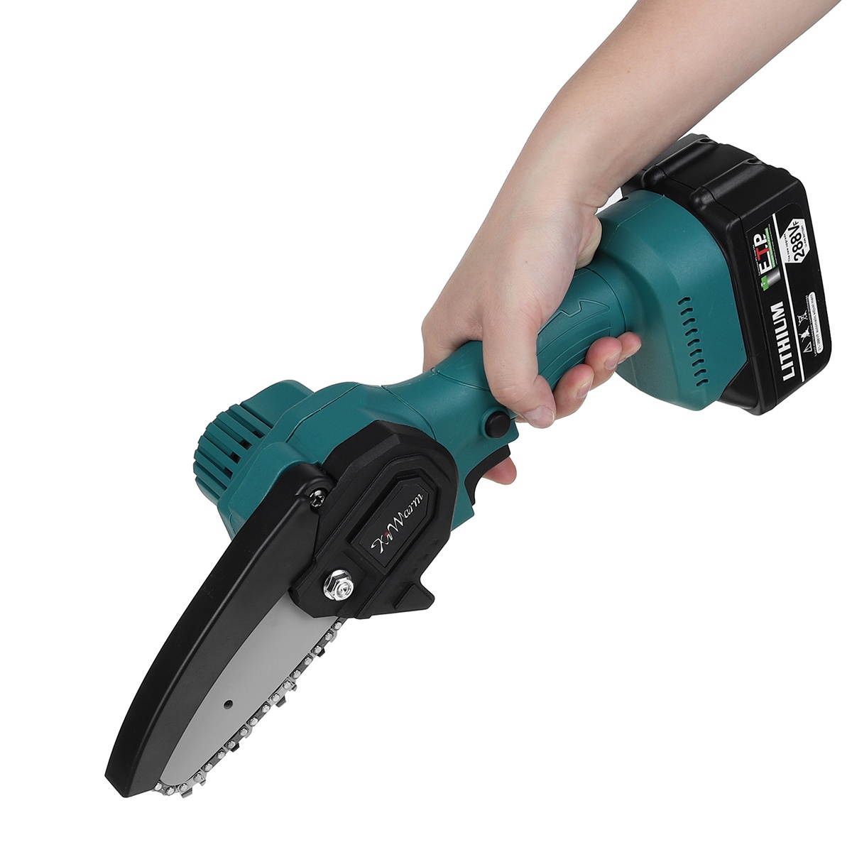 4Inch Portable Electric Pruning Saw Rechargeable Woodworking Chain Saw W/ 1/2pcs Battery-Two Batteries