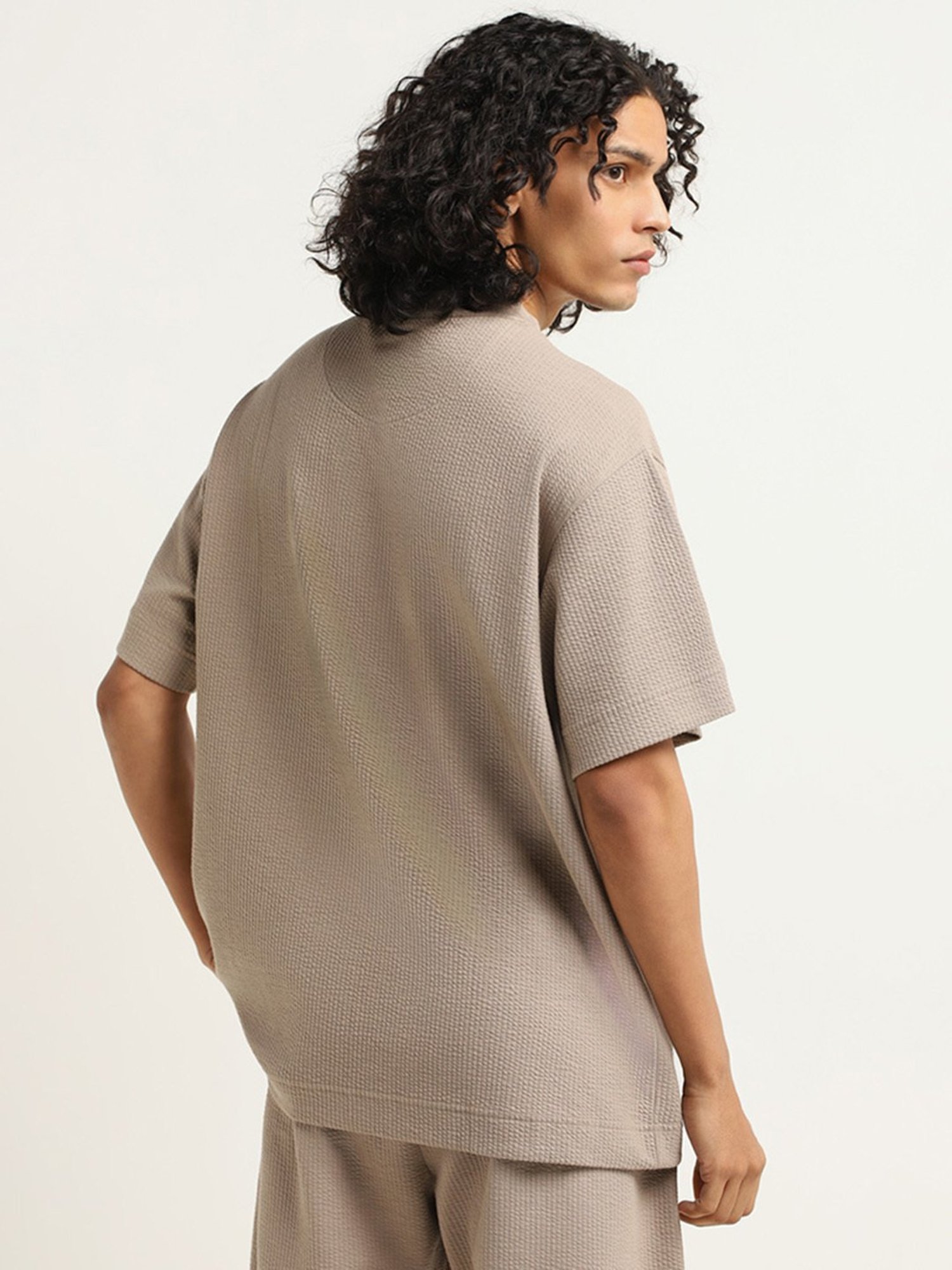 Studiofit by Westside Plain Taupe Relaxed Fit T-Shirt