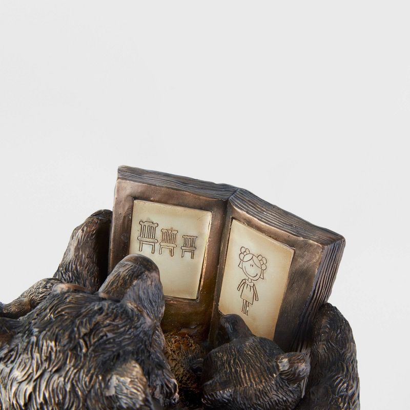 9" LED Reading Bear Family Solar Statue Brown - Smart Solar